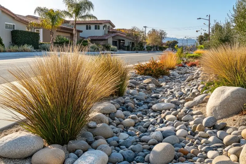 Landscaped backyard in an arid environment