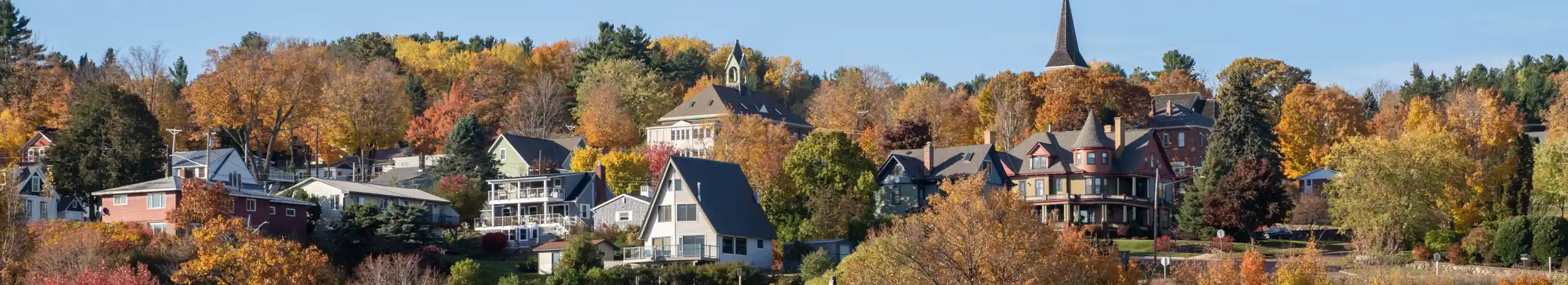 A view of Wisconsin homes in the autumn serviced by Batzner Pest Control