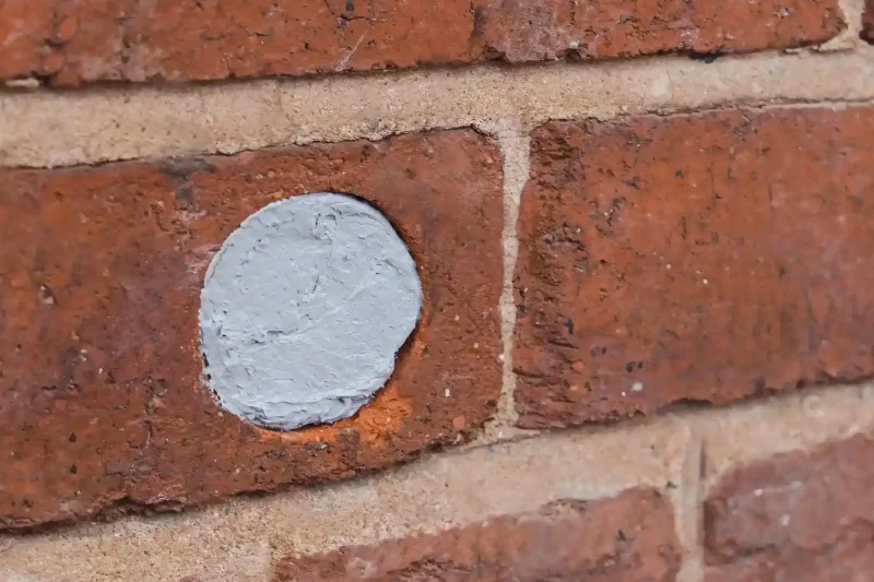 Flexi Armour caulking the hole of a brick, used by Batzner Pest Control technicians to protect against pests.