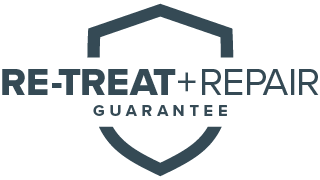 re-treat and repair guarantee logo.