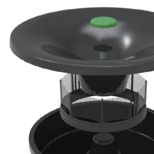 Closeup of Batzner's In2Care Mosquito defense system against a white background.
